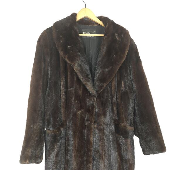 VTG Blackglama Mink Fur Coat Womens Large Brown Full Length Maple Furriers Mob - Picture 6 of 16